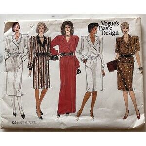 Uncut Vogue 1291 Women’s Dress Pattern Size 14, 16 Or 18 1980’s Vintage